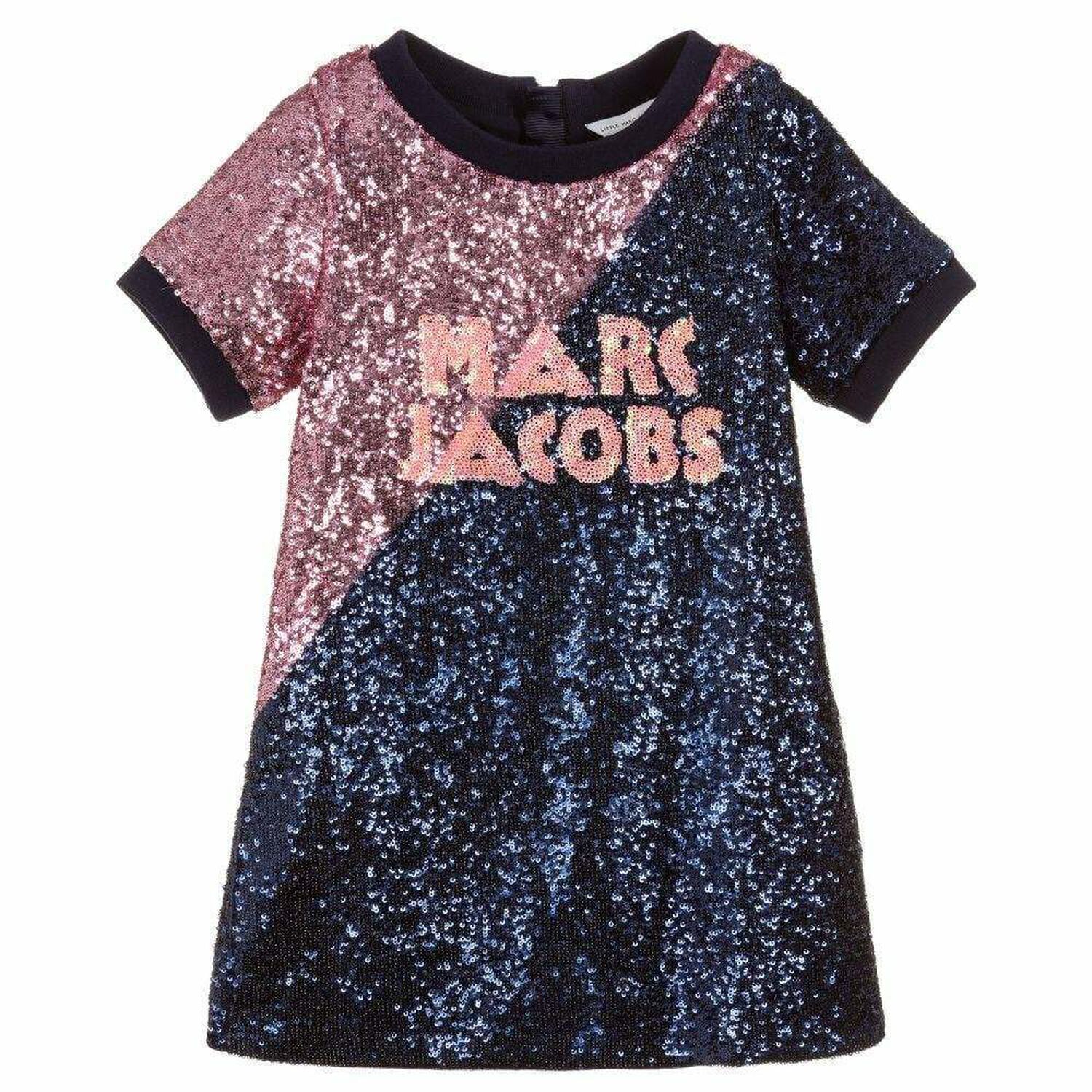 little marc jacobs sequin dress MARC JACOBS Girls Pink & Blue Sequin Logo Dress