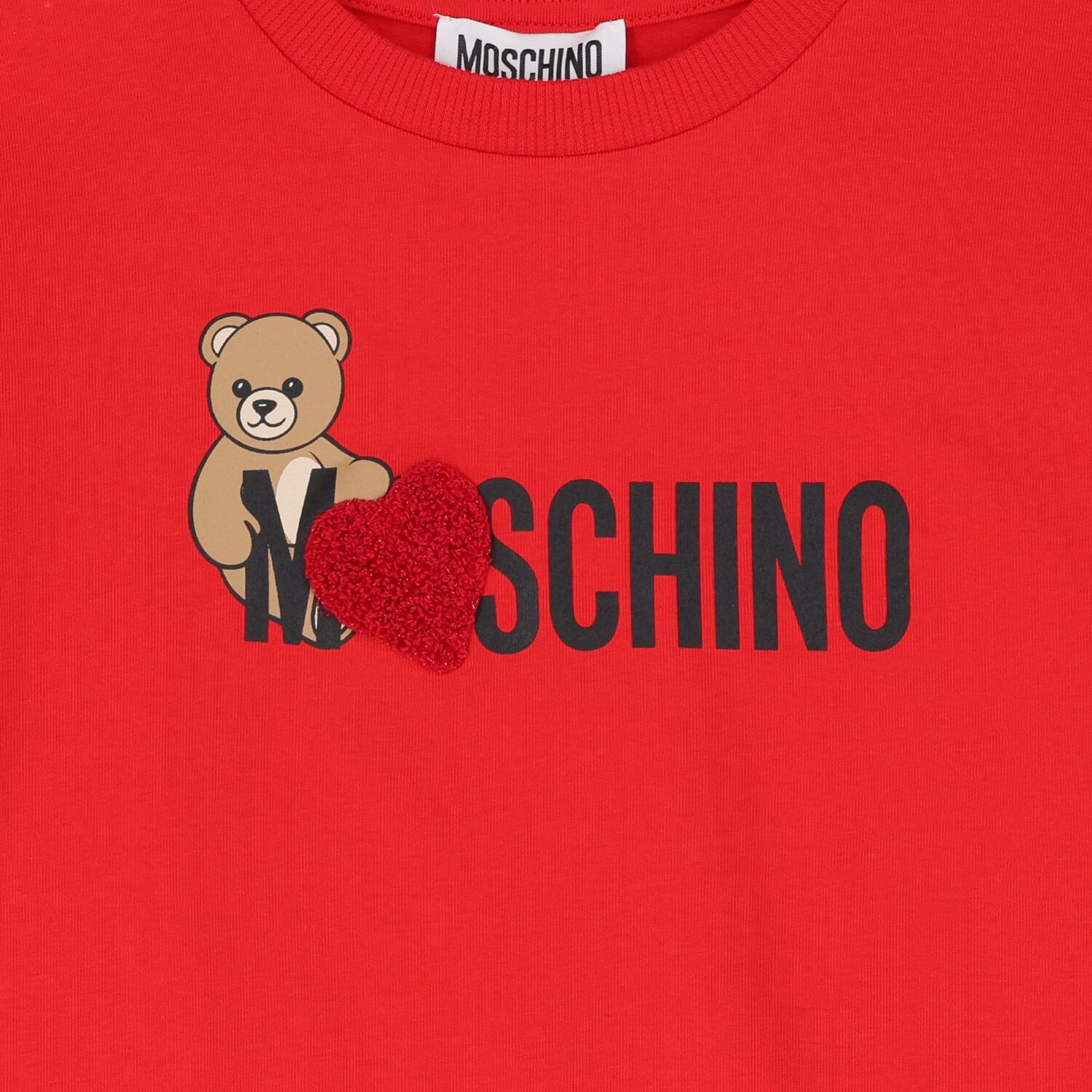 Girls Red Teddy Bear Logo T-Shirt, 2, hi-res