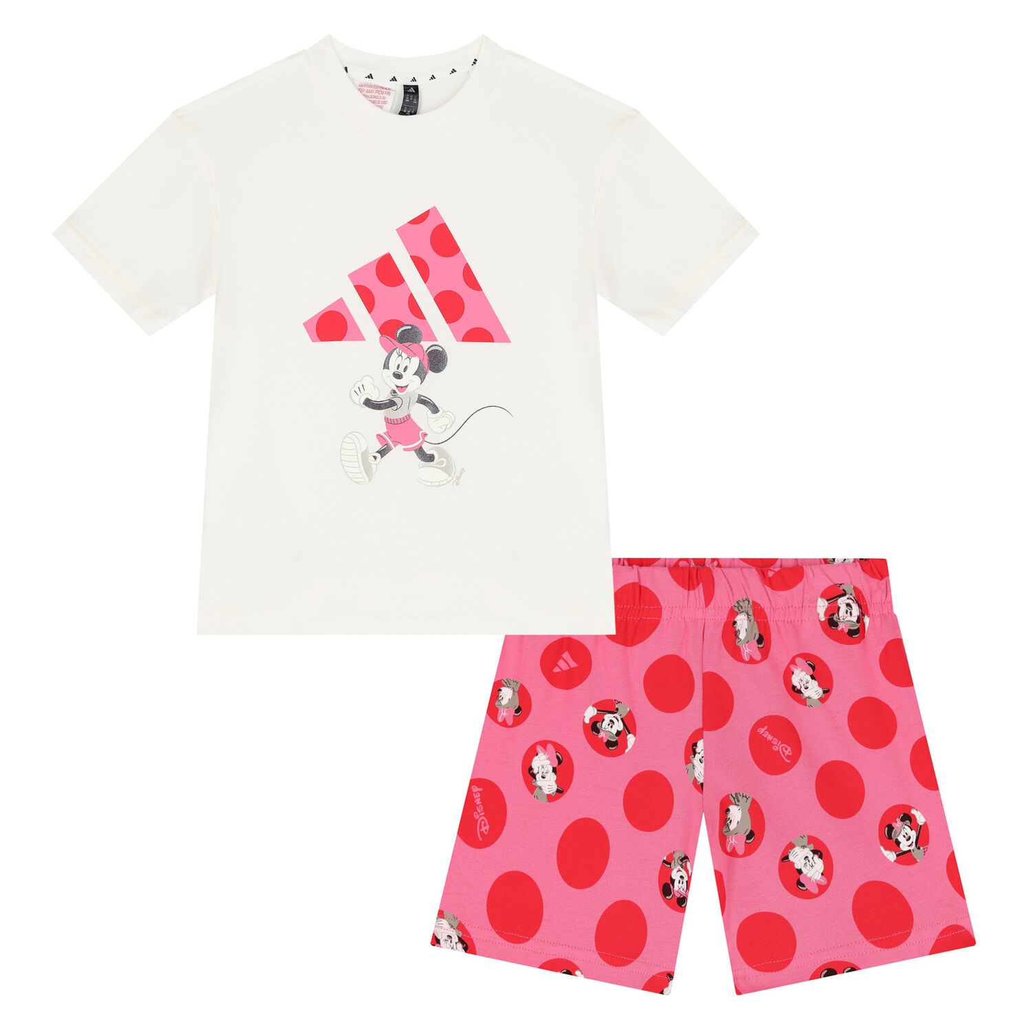 Younger Girls Ivory & Pink Disney Shorts Set, 1, hi-res image number null