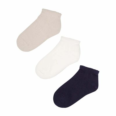 Girls White, Beige & Navy Socks ( 3-Pack )