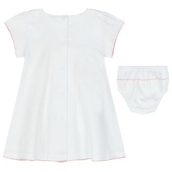 Baby Girls White & Pink Swan Dress Set