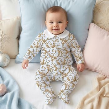 Baby Boys Blue & Gold Babygrow