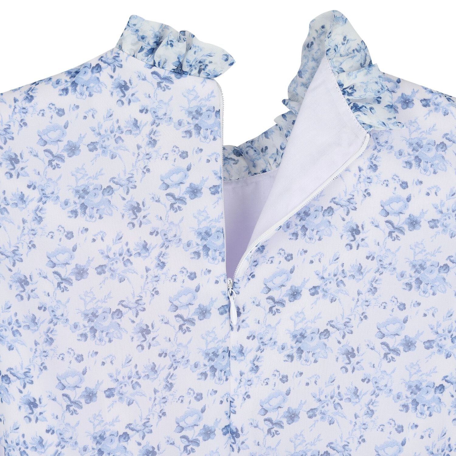 Girls Blue Floral Belted Dress, 2, hi-res