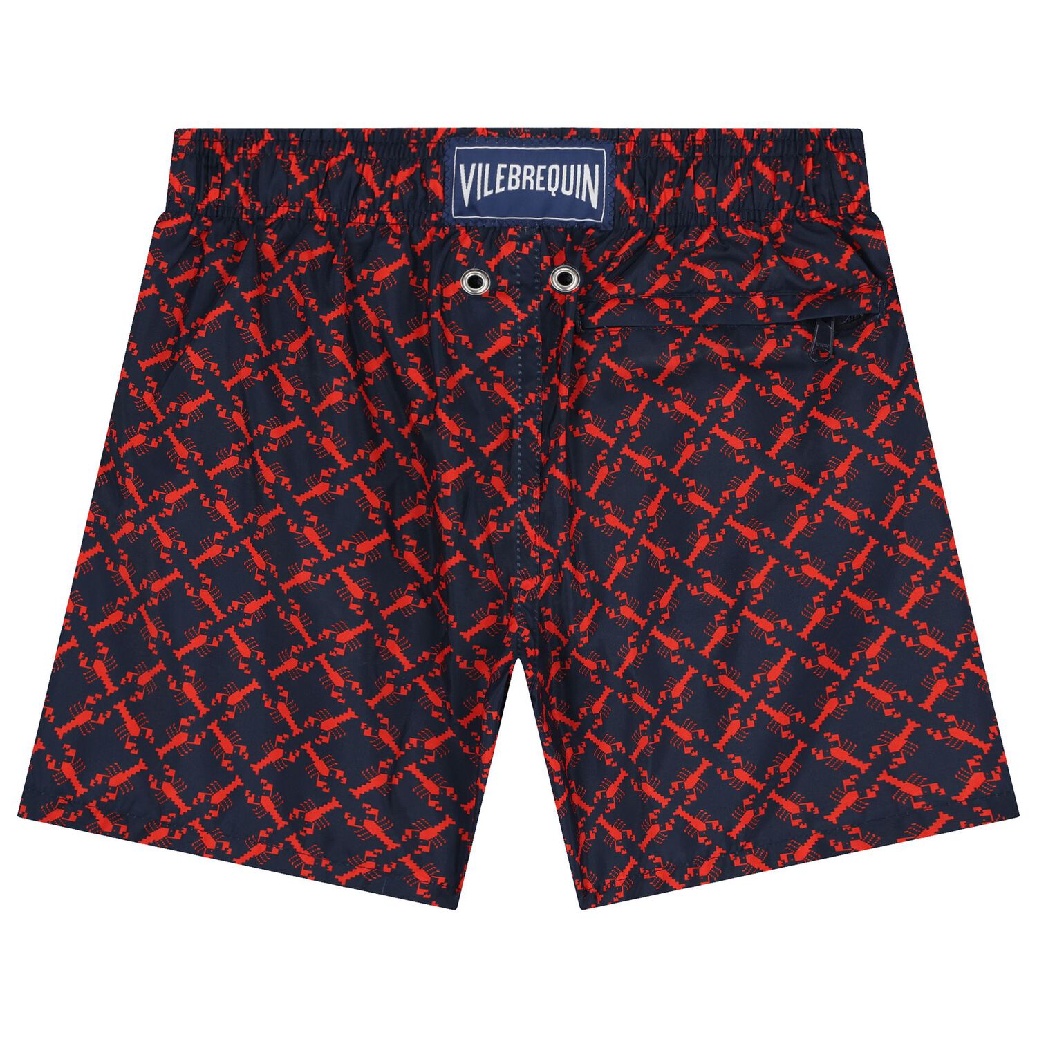 Boys Navy Blue & Red Logo Lobster Swim Shorts, 1, hi-res