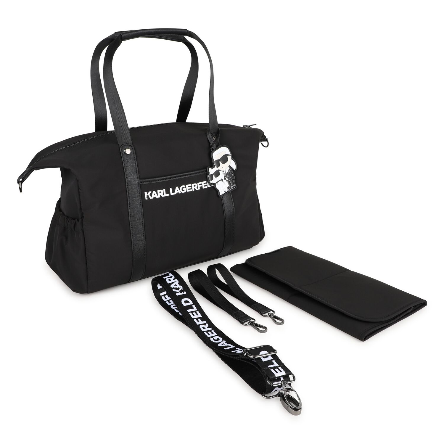 Black Ikonik Karl Logo Changing Bag ( 39cm ), 1, hi-res