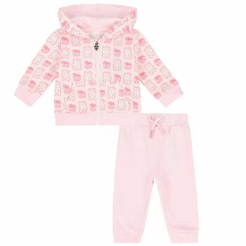 Baby Girls Pink Teddy Tracksuit