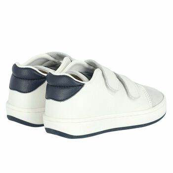 Boys White & Navy Trainers