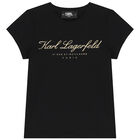Girls Black Logo T-Shirt, 2, hi-res