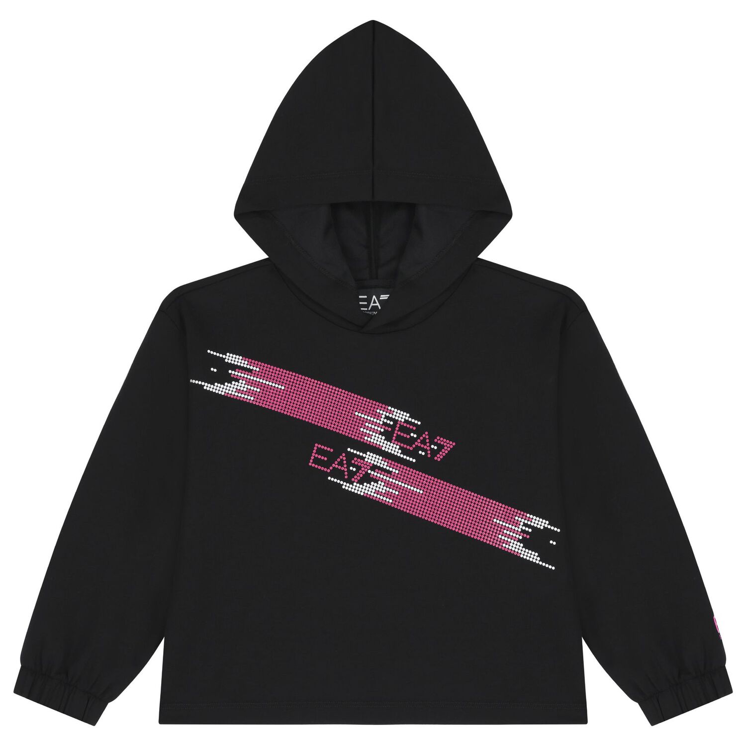 Girls Black Logo Hooded Top, 1, hi-res image number null