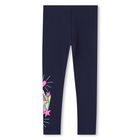 Girls Navy Blue Stars & Hearts Leggings, 2, hi-res