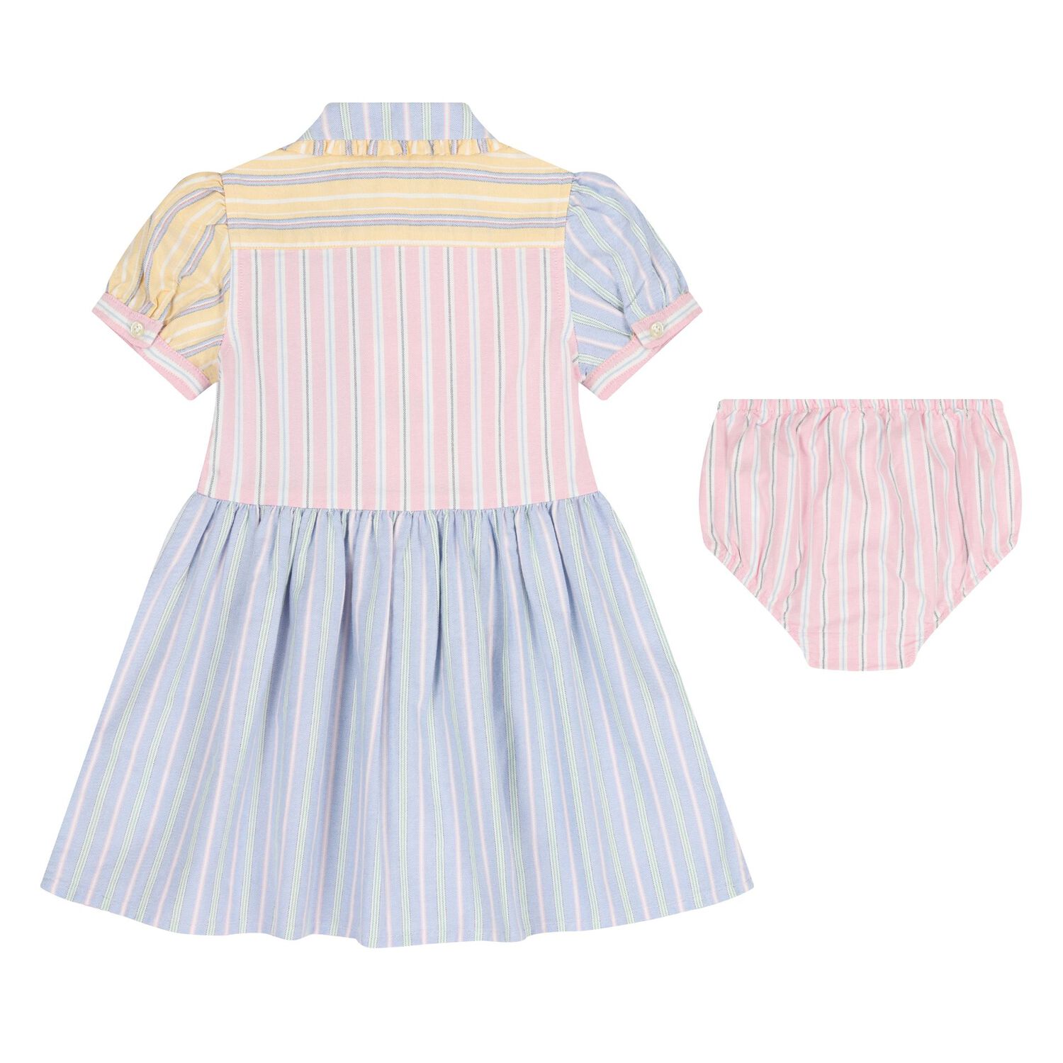 Baby Girls Multi-Coloured Striped Dress Set, 1, hi-res