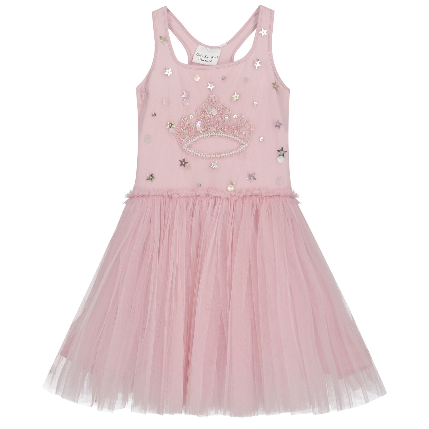 Girls Pink Embellished Tulle Dress, 1, hi-res