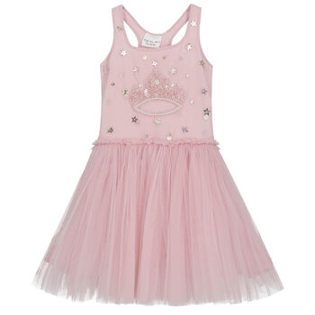 Girls Pink Embellished Tulle Dress