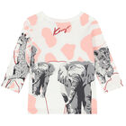 توب بالشعار باللون الابيض للبنات, 1, hi-res