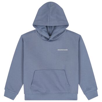 Boys Blue Logo Hooded Top
