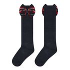 Girls Navy Blue Tartan Socks, 1, hi-res