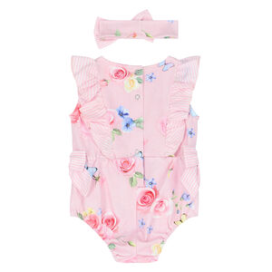 Baby Girls Pink Floral Bodysuit Set