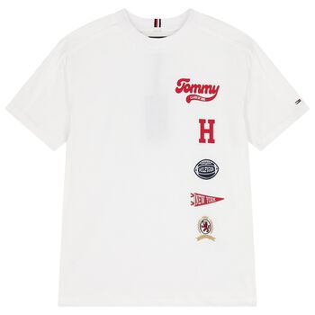 Tommy Hilfiger Boys White Logo T-Shirt, 2 Boys White Logo T-Shirt