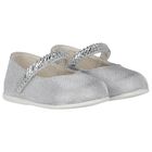 Baby Girls Silver Swarovski Crystal Shoes, 1, hi-res