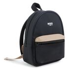 Younger Boys Black Logo Backpack, 1, hi-res
