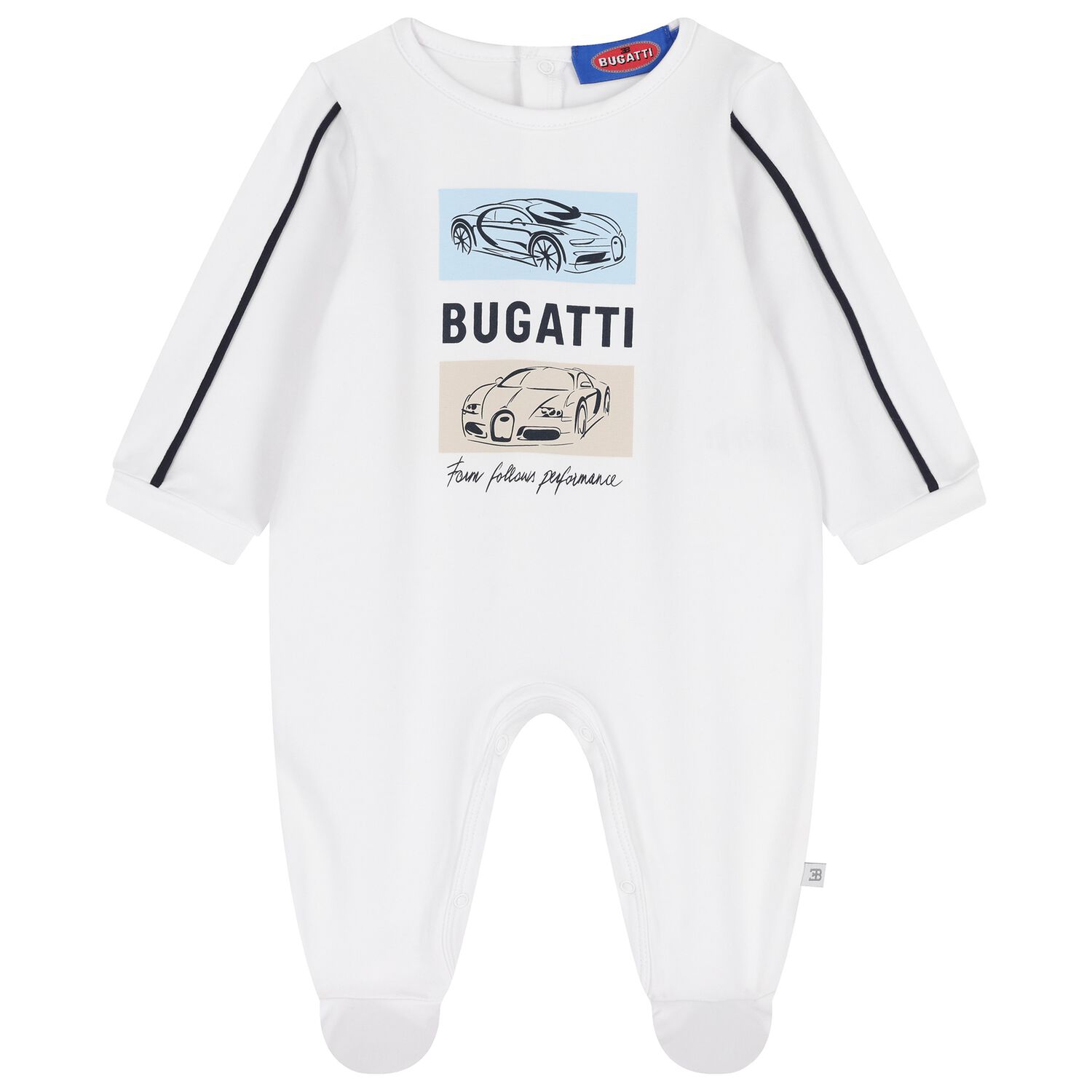 Baby Boys White Logo Babygrow, 1, hi-res