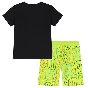 Boys Black & Green Logo Shorts