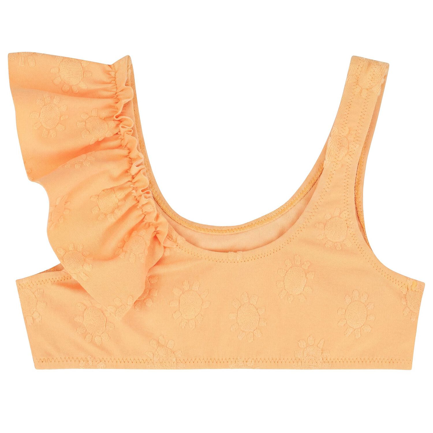 Girls Orange Ruffled Bikini, 1, hi-res