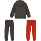 Boys Khaki & Orange 3-Piece Tracksuit, 2, hi-res