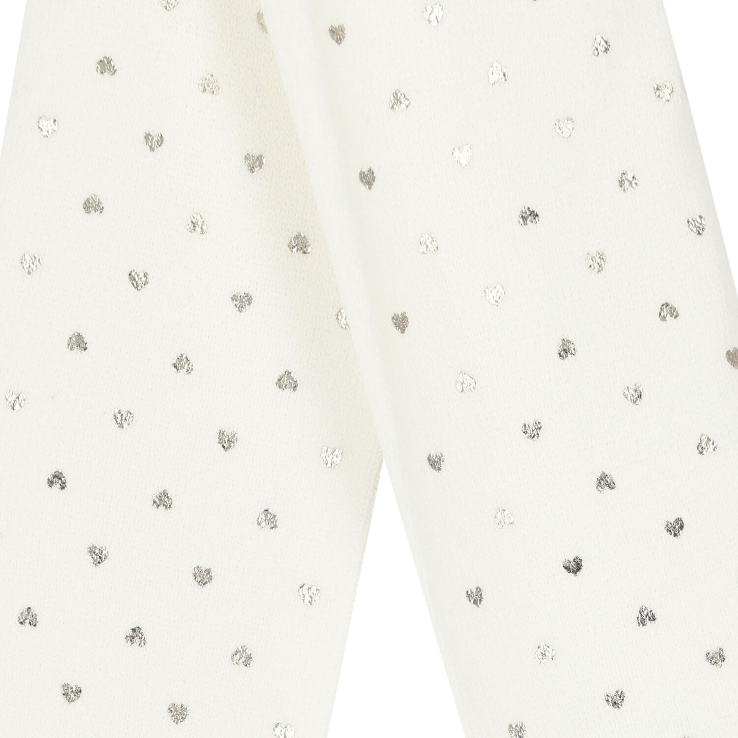 Younger Girls White & Silver Heart Tights, 1, hi-res