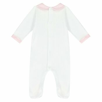 Baby Girls White & Pink Babygrow