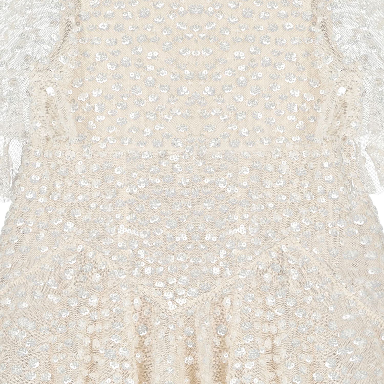 Girls Ivory Sequin & Tulle Dress, 1, hi-res
