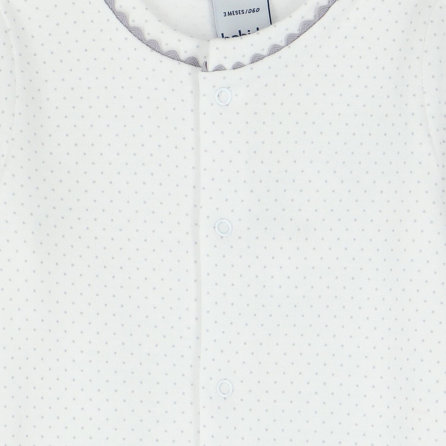 White & Grey Dots Babygrow, 1, hi-res