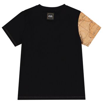 Boys Beige & Black Geo Map Logo T-Shirt