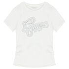 Girls White Embellished Logo T-Shirt, 1, hi-res