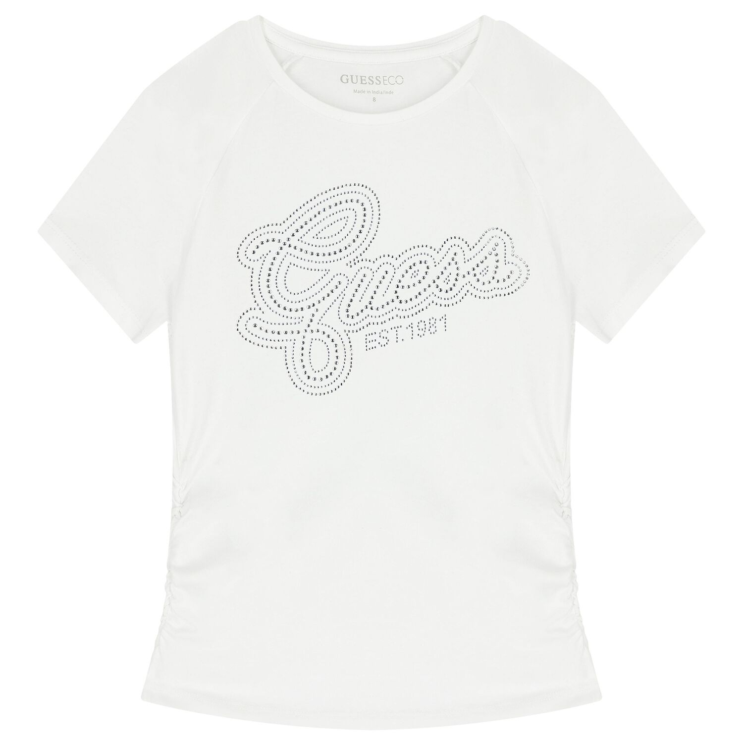 Girls White Embellished Logo T-Shirt, 1, hi-res
