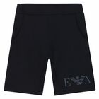 Boys Navy Logo Shorts, 1, hi-res