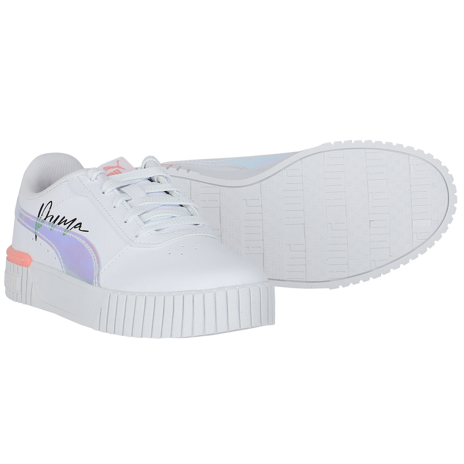 Girls White Carina Trainers, 1, hi-res