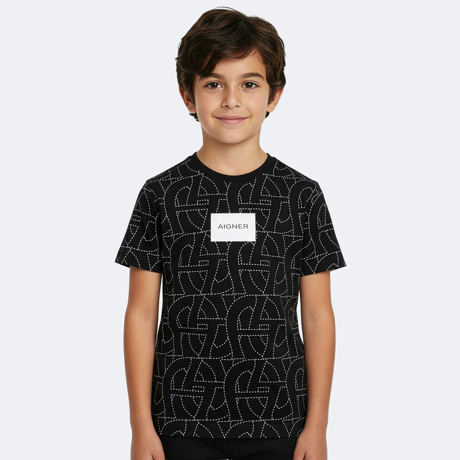 Boys Black Logo T-Shirt, 2, hi-res