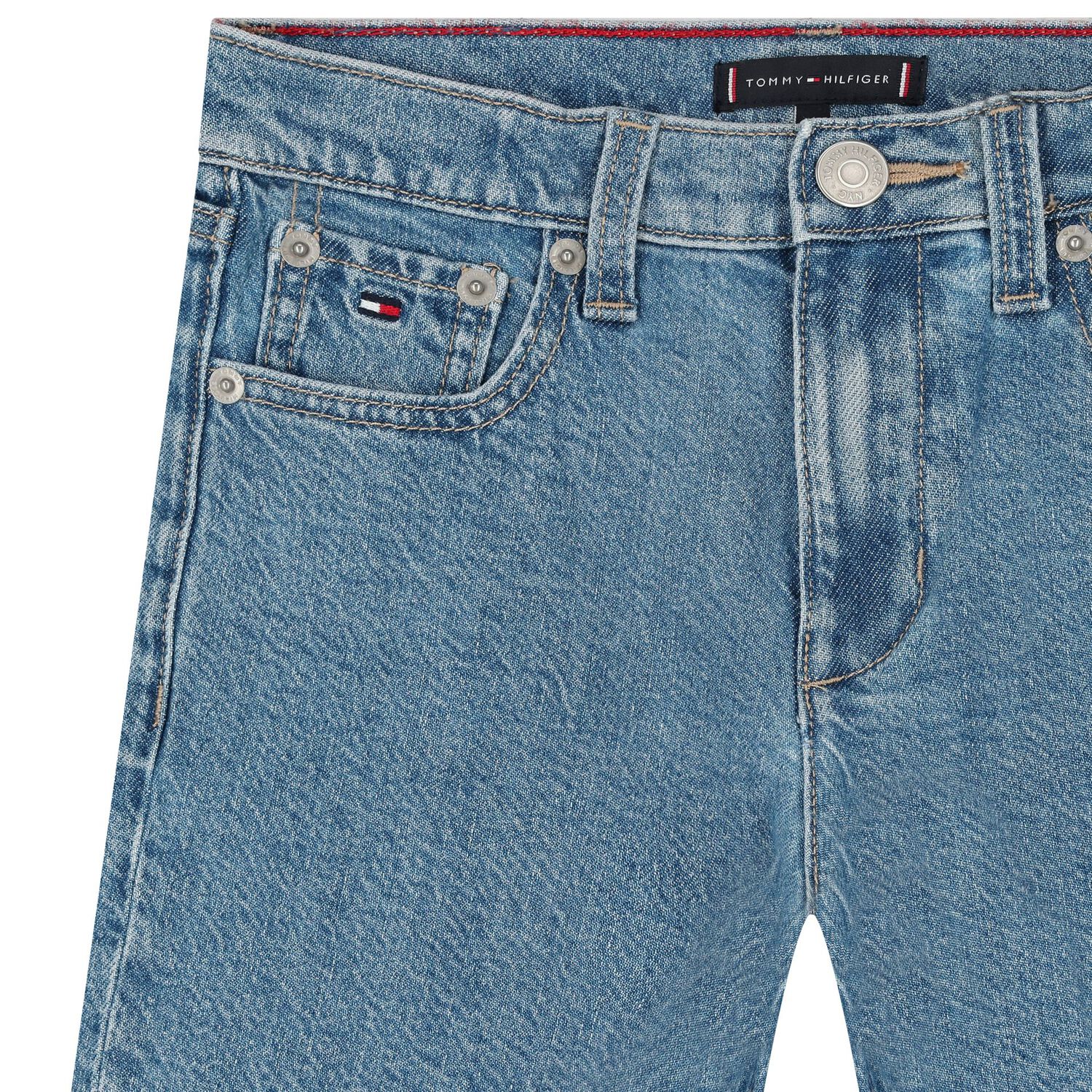 Boys Logo Blue Denim Shorts, 1, hi-res