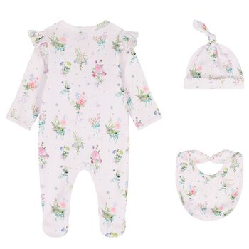 Baby Girls Pink Floral Babygrow Set