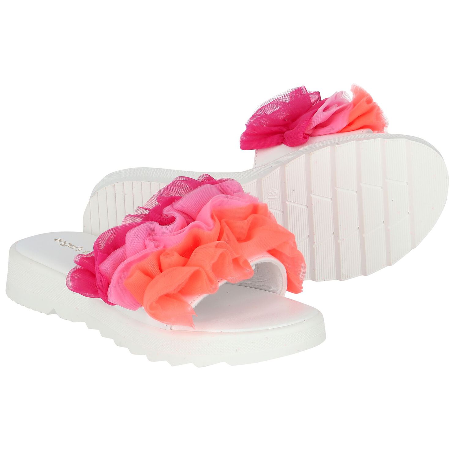 Girls White Ruffled Sliders, 1, hi-res image number null