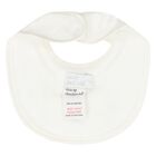 Baby Girls Ivory & Gold Bow Bib, 1, hi-res