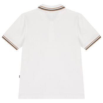 Boys White Logo Polo Shirt