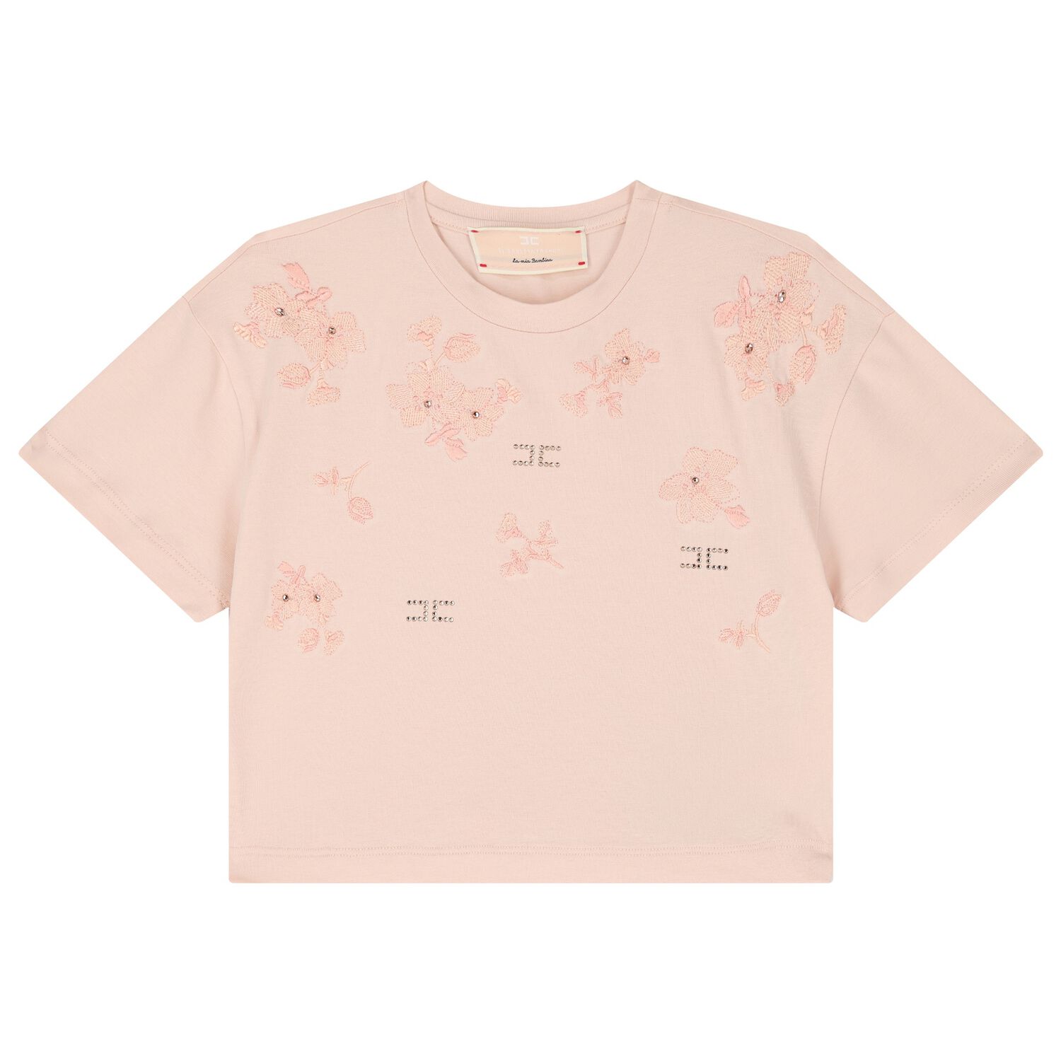 Girls Pink Embellished Logo T-Shirt, 2, hi-res