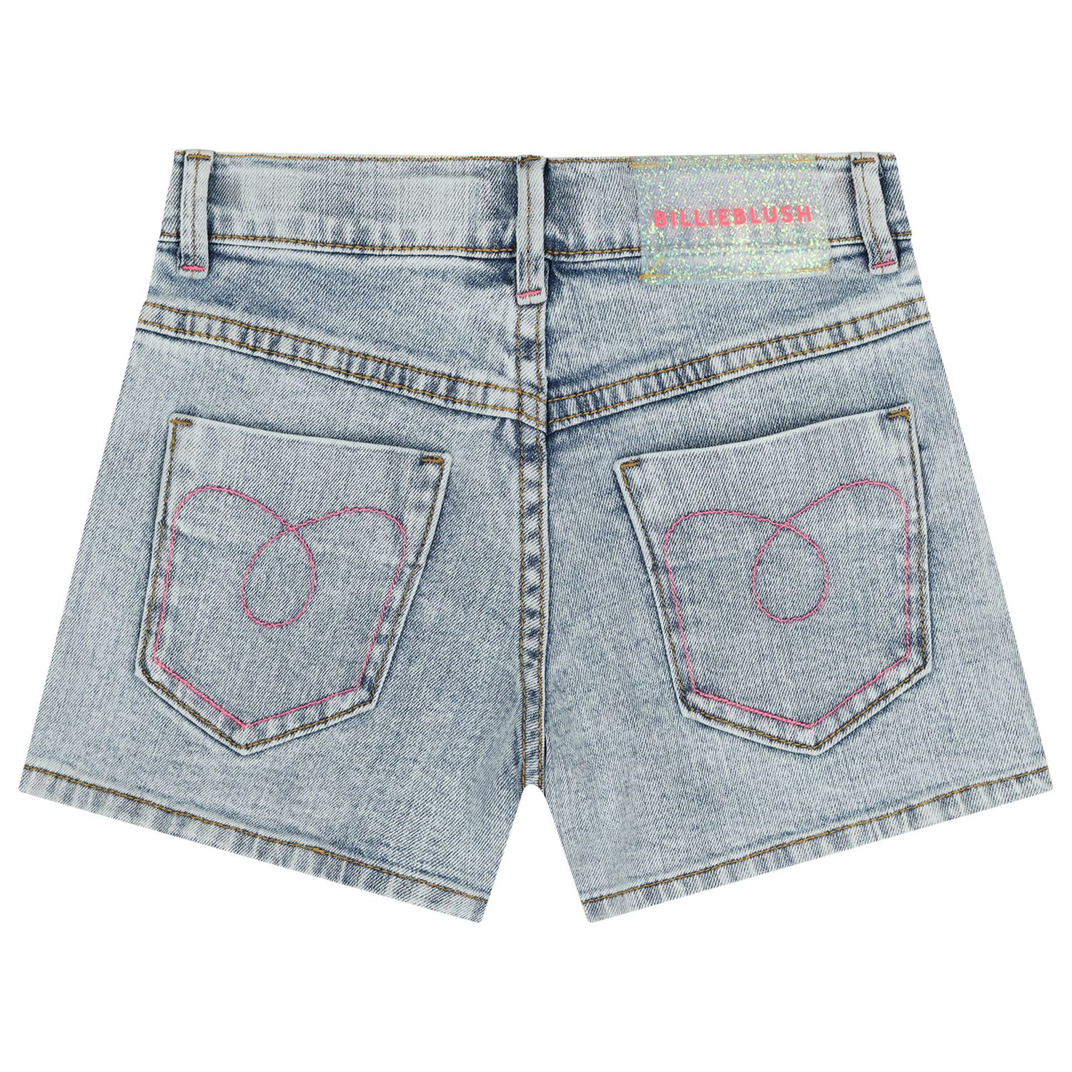 Girls Blue Denim Embellished Shorts, 1, hi-res