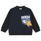 Boys Navy Blue Logo Sweatshirt, 1, hi-res