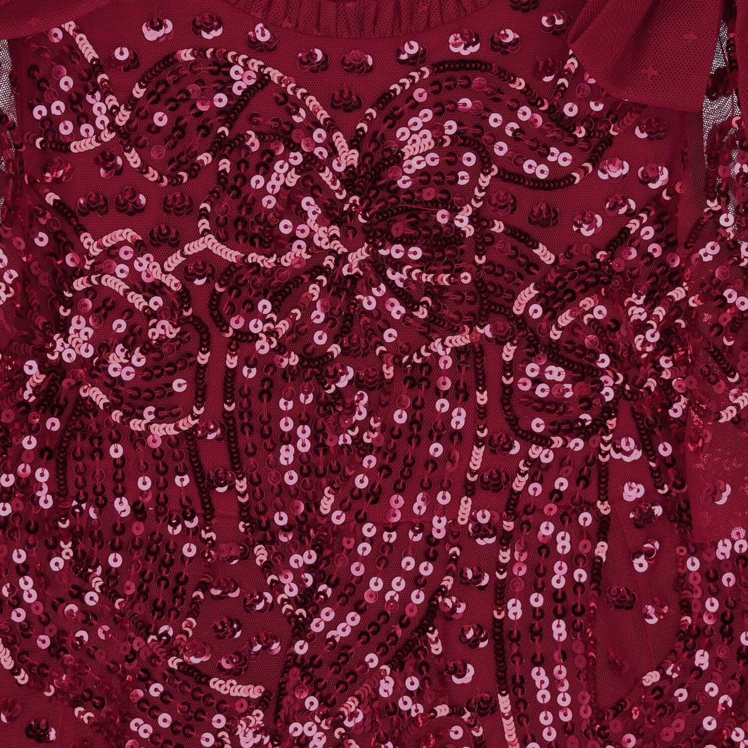Girls Red Sequinned Tulle Dress, 1, hi-res image number null