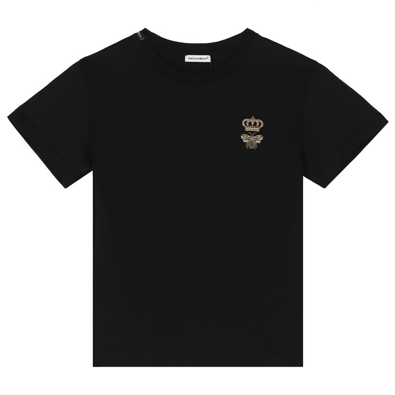 Boys Black Bee & Crown T-Shirt, 1, hi-res image number null