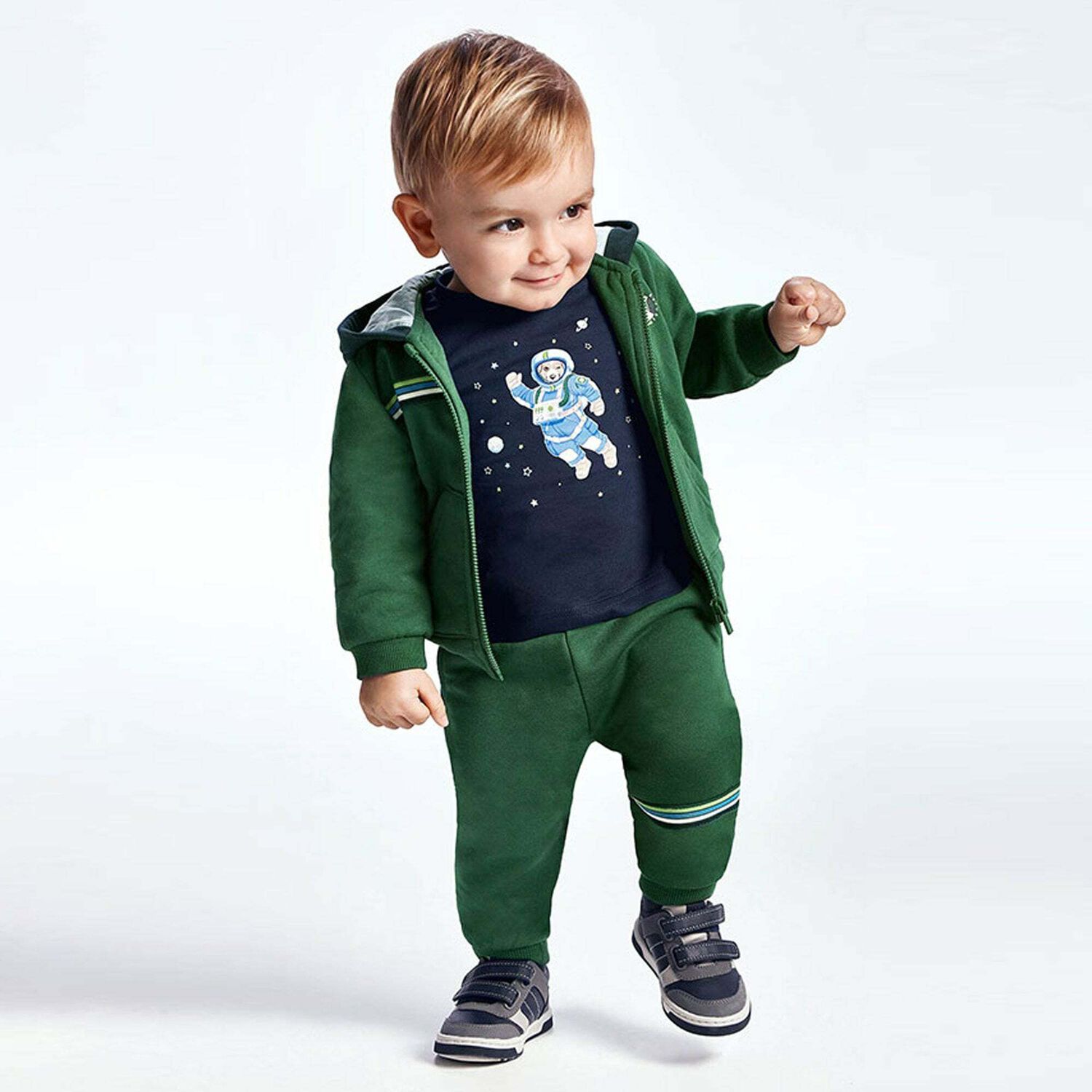 Younger Boys Navy & Green 3 Piece Tracksuit, 1, hi-res image number null