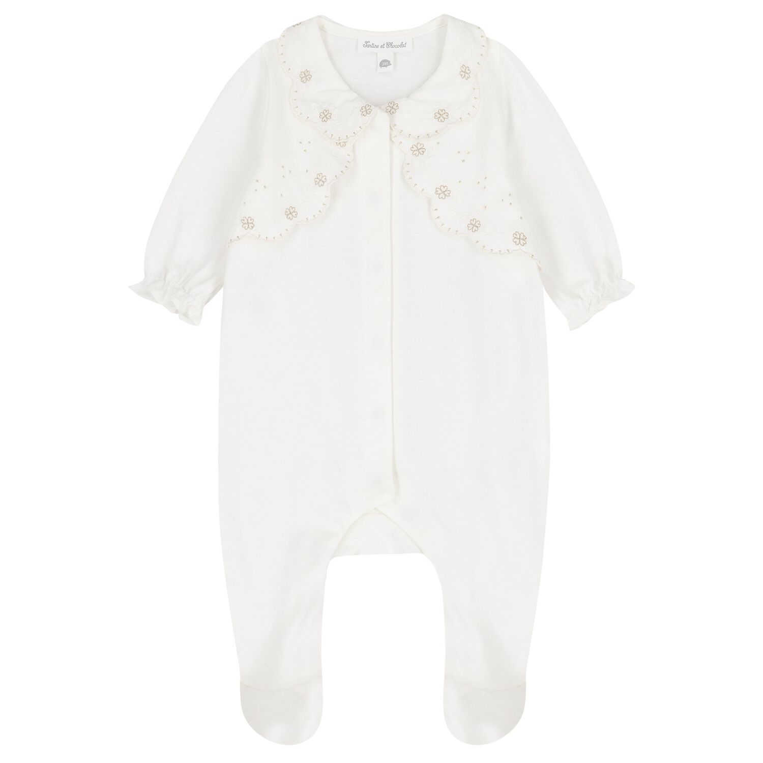 Girls Ivory Flower Babygrow, 1, hi-res